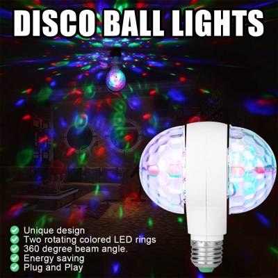 【คลังสินค้าพร้อม】Zir Mall Original Disco Ball Light Strobe Lights For Parties 6W E27 RGB Multicolor LED Party Disco Lights Strobe Light DJ Stage Light Bulb Decor Effect Lighting โคมไฟหมุนที่มีสีสัน