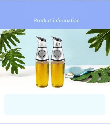 ℡ 1/2pcs Olive Oil Sprayer Glass Pressed Measurable Oil Vinegar Bottle with Scale 500ml Kitchenware Accessories Cooking Gadgets