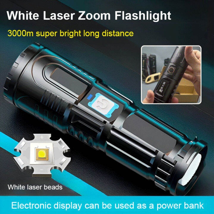 Vivirich Telescopic Zoom Flashlight White Laser Far Beam Flashlight