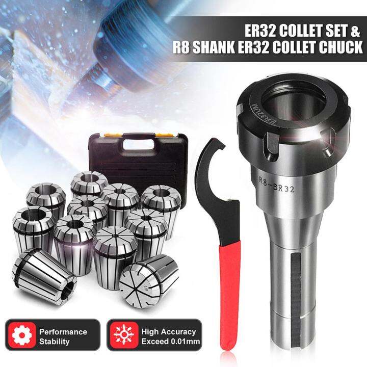 11Pcs ER32 Spring Collet Set Precision Collet Set R8ER32 7/16 Collet
