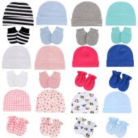 Baby Anti Scratching Cotton Gloves Infant Hat Set Newborn Face Protection Scratch Mittens Breathable Cotton Warm Cap Baby Bonnet