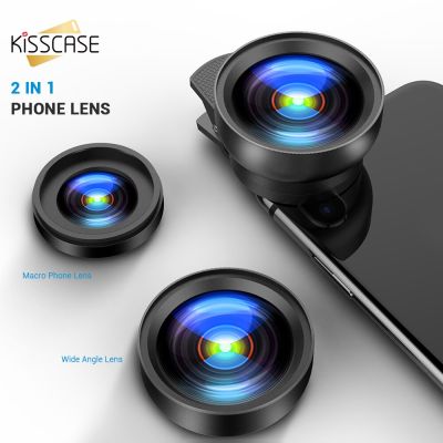KISSCASE Universal 2 in 1 Wide Angle Macro Lens Camera Kits Mobile Phone Macro Phone Lens with Clip 0.45x for iPhone Samsung s10