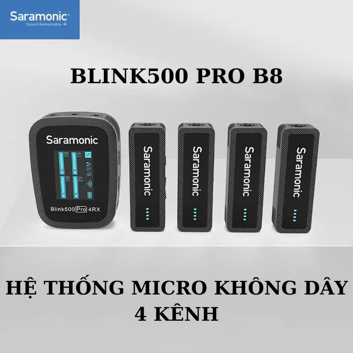 Bộ micro thu âm không dây Saramonic Blink500 Pro B8 - 4 Mic (4 TX