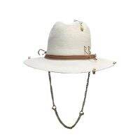 Summer Jazz Top French Letter Accessories Lafite Grass Womens Chain Decoration Sun Hat Punk Style Straw Hat