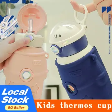 Portable 380ML Kids Thermos With Straw Cute 304 Stainless Steel