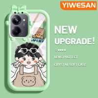 YIWESAN เคสสำหรับ Realme 10 Realme 10 Pro Plus 5G เคสการ์ตูนหมีน้อยเด็กผู้ชายน่ารักโปร่งใสกันกระแทกเคสมือถือแฟชั่นเลนส์กล้องถ่ายรูปสัตว์ประหลาดน้อยเคสนิ่มแบบใสป้องกันซิลิโคนใหม่