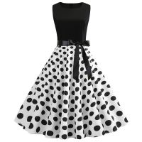 HOT★Black Polka Dot ฤดูร้อนผู้หญิงดอกไม้ Vintage Pin up Vestidos Robe Femme Casual A-Line V คอเซ็กซี่ชุด