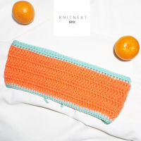 knitneatbkk- neon bikini orange neon w/ sky blue strapless บิกินีถัก ขนาด 32"- 40"