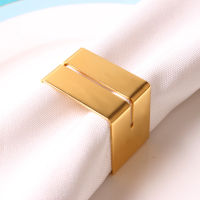 6pcs new hexagonal metal napkin ring ho set table gold napkin buckle multifunctional business card holder