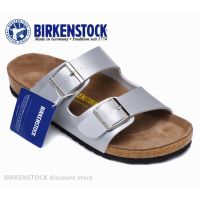 Birkenstocks Arizona Mens/Female Classic Cork Silver Snake Pattern Slippers Beach Casual Shoes 34-46