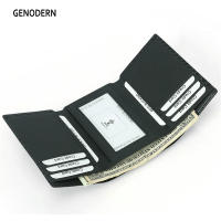GENODERN Mens Leather RFID Blocking Trifold Security Wallet Carbon Fiber Large Capacity Multi Card Holder Male Purse