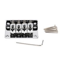 4-String Chrome Electric Bass Bridge Tailpieces with Screws&amp;Wrench for 4-String Electric Bass