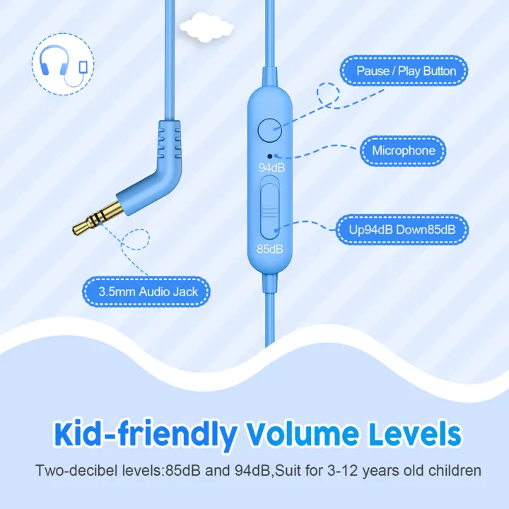 new-bee-headset-kids-headphones-with-94db-volume-limited-for-boys-girls-foldable-ajustable-headphone-for-tablet-school-plane