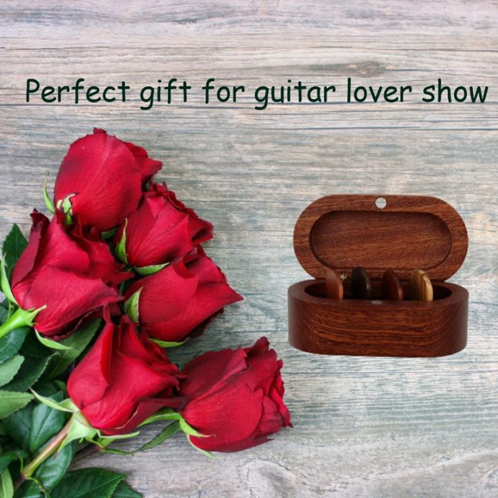 guitar-pick-holder-set-with-4-wooden-pick-natural-keepsake-wood-guitar-pick-display-case-mini-guitar-storage-box