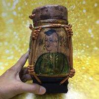 กระติบล้านนา 100% เพ้นท์มือทั้งใบ รูปชายหญิงชุดโบราณ 100% hand painted bamboo jar