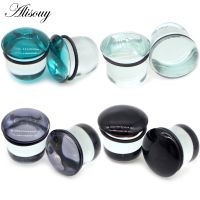 Alisouy 2pc 6-25mm Glass Ear Expander Stretcher Ear Saddle Plugs Single Flared Tunnel Gauge Helix Earrings Body Piercing Jewelry