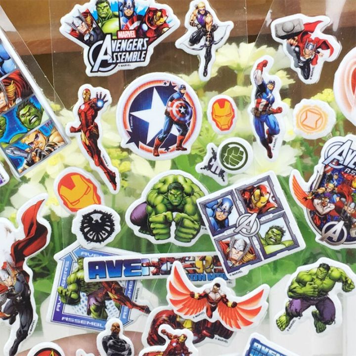 2-4-6-sheets-spiderman-the-avengers-stickers-for-refrigerator-guitar-luggage-waterproof-graffiti-kids-iron-man-hulk-sticker-toys