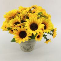 &amp;gt;&amp;gt;Artificial Silk Flower Sunflower bouquet Daisy Home Garden wedding Table DIY simulation Decorative Flowers access Sorie plant 【hot】