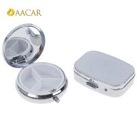 Tablet Pill Box Container Medicine Case  Metal Holder Medicine 1Pc Small Metal Round Rectangular Pill Cases Splitters Silver Medicine  First Aid Stora