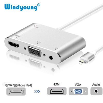 Lightning ke HDMI kompatibel VGA Digital 3.5mm adaptor Audio Hub 1080P HDTV Audio untuk iPhone 13Pro Max XR XS 8 SE 6 7 8 12 iPad