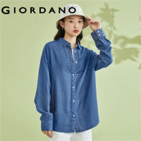 Hot ”Giordano ผู้หญิงเสื้อ Tencel น้ำหนักเบาแขนยาว DENIM เสื้อคลาสสิกหลวมสีทึบแฟชั่น Casual DENIM เสื้อ05343107