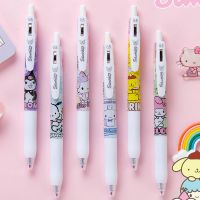 ZQDE303A 6ชิ้น/เซ็ต Kawaii มายเมโลดี้ สาวๆ แห้งเร็ว เครื่องเขียน ความจุขนาดใหญ่ คิตตี้ เครื่องมือการเขียน ปากกาลูกลื่น ปากกากดพับเก็บได้ อุปกรณ์การเรียน ปากกาเจล