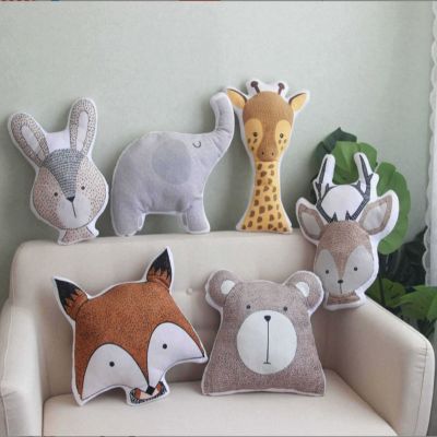 INS Nordic Cute Animals Plush Toys Bear Deer Fox Sofa Pillow/Cushion Children Room Decor Nursery Kids Room Baby Birthday Gifts