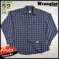 Wrangler®แท้ อก 52 เสื้อเชิ้ตผู้ชาย แรงเลอร์ สีกรม เสื้อแขนยาว เนื้อผ้าดี