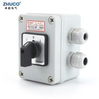 ZHUCO สวิตช์เปลี่ยนกล้องอเนกประสงค์3ขั้วสำหรับ D303.3 LW26-20/SZW26สวิตช์เลือก20A ลูกเบี้ยวพร้อมกล่องมีขอบปิดผนึกกันน้ำและกันฝุ่น