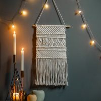 ผ้าลายยิปซีตกแต่งผนัง Macrame แขวนรูปลอกโบโฮบ้านงานศิลปะสำหรับตกแต่งอพาร์ทเมนต์ห้องหอพักของขวัญวันแม่แต่งงานที่สวยงาม