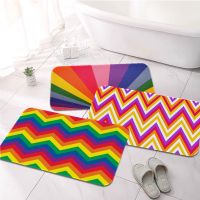 Rainbow gradient color Printed Flannel Floor Mat Bathroom Decor Carpet Non-Slip For Living Room Kitchen welcome Doormat