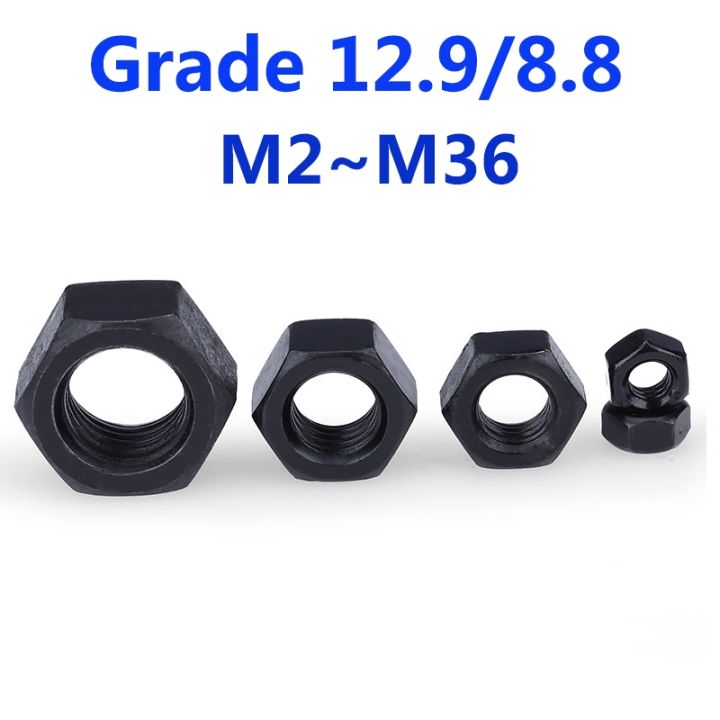kacang-hex-hitam-kelas-12-9-8-8-hexagon-kacang-hex-m2-m2-5-m3-m4m5-m6-m8-m10-m12-m14-m16-m36-hitam-oksida-baja-karbon-metrik-kacang-hex