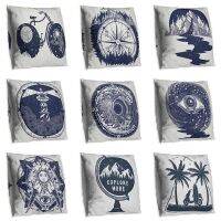 Navy Blue Forest Pillow Case Creative Landscape Throw Pillow Case Decorative Pillowcase funda cojin kussenhoes