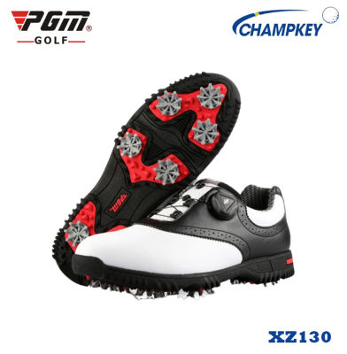 Champkey รองเท้ากอล์ฟ (XZ130) รุ่นมีระบบผูกเชือกรองเท้า สวมใส่สบาย สวยงาม มีสไตล์ โดยมีสีขาวแถบดำ ให้เลือก Size :EU:40-EU:45