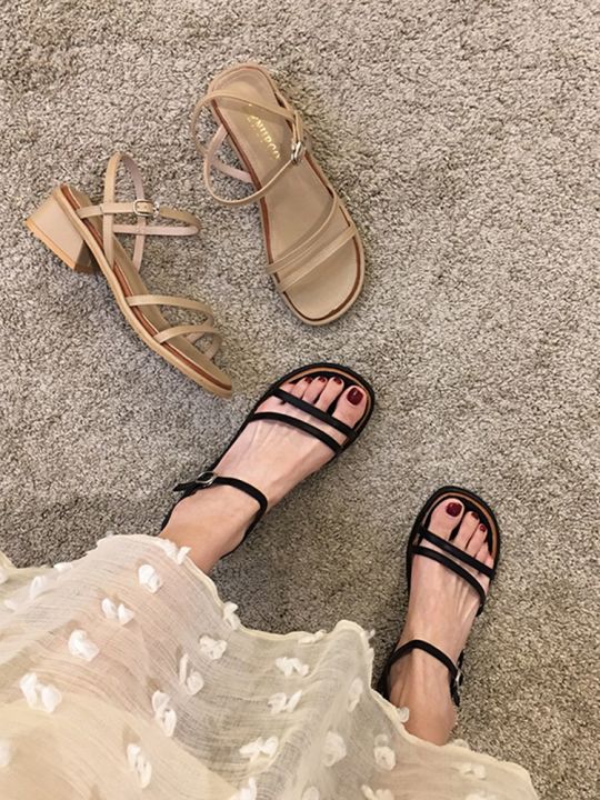 ขายดีที่สุด-ioztt2023-women-39-s-shoes-thick-heel-sandals-2020-new-summer-fashion-open-toe-thin-belt-high-heels