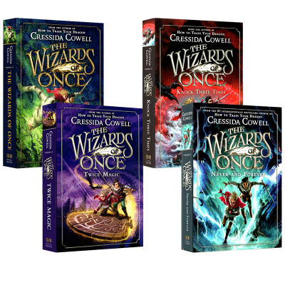 Original English version of the Wizards of once 4 volumes of childrens Chapter fantasy novels co sold by Cressida Cowell