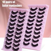 OKANEM 10Pairs/box ปริมาณที่น่าทึ่ง ความงามของผู้หญิง เส้นใยไฟเบอร์ ตาขยาย ขนตาปลอม ขนตาฟูม ขนตายาวหนา