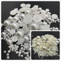 4mm-20mm White Ivory Imitation Pearl Half Round Pearl Flat Back Scrapbook Beads For Jewelry Making