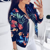 Women Floral Jackets Spring Summer Long Sleeve Zipper Print Bomber Jackets Casual Pocket Slim Female Fashion Outwears Plus Size