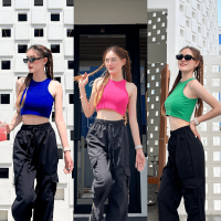 ? SpinnyHouse ? เสื้อกล้าม ครอปแขนกุด ผ้าร่องยืดเยอะ ครอปท็อป Croptop ใส่กับกระโปรงหรือกางเกงก็เข้าหมดเลย รุ่น บันได O101A