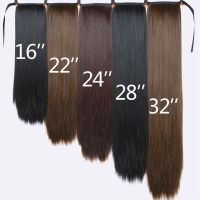 80 Cm 150g Long Synthetic Straight Ponytails Hair Chip-in Hair Extensions For White Pony Tail High Temperature Bun Fake Hair