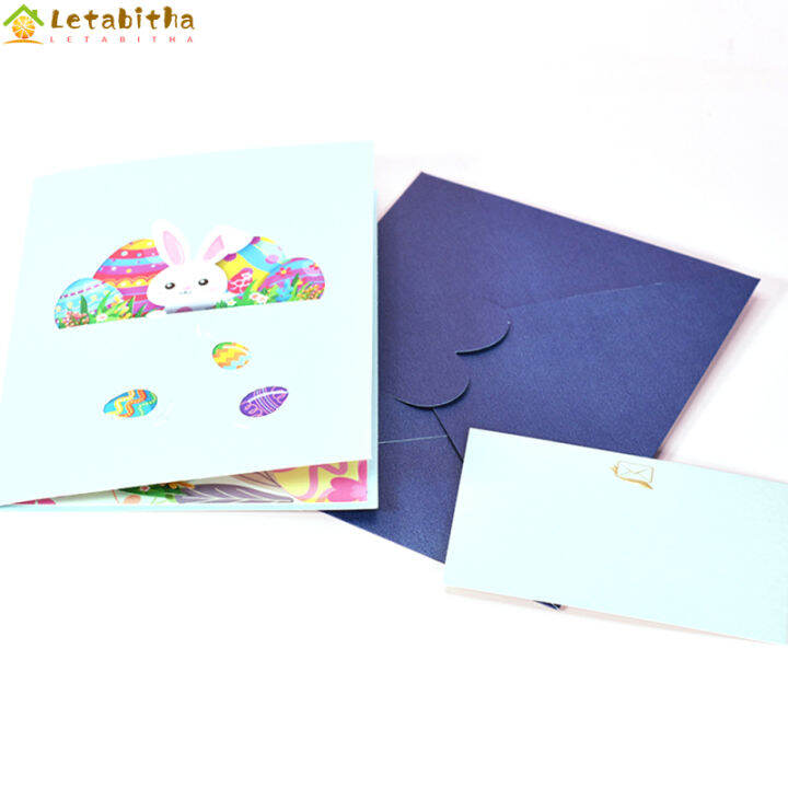 letabitha-การ์ดที่มีซองจดหมายอวยพรไข่กระต่ายอีสเตอร์-3d-แฮนด์เมดเด็กการ์ดป๊อปอัพมีความสุขของขวัญอีสเตอร์