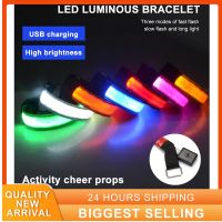 +【‘ Outdoor LED Night Run Light Luminous Flashing USB Safety Світло Reflective Warning Light Armband Belt Cycling Sports Bracelet