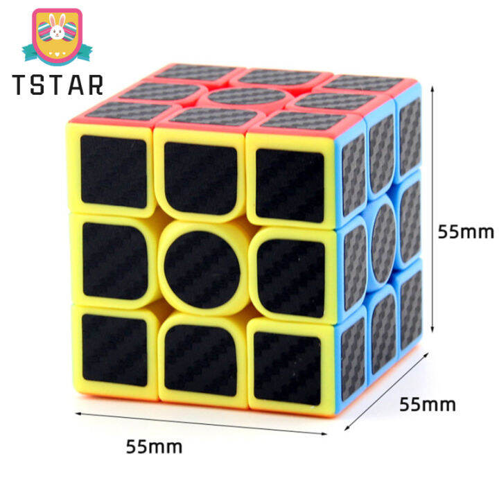 ts-ready-stock-3x3-magic-cube-สติ๊กเกอร์คาร์บอนไฟเบอร์-smooth-speed-cube-children-decompression-puzzle-toys-cod