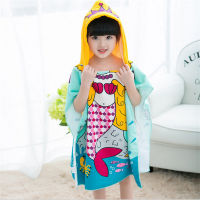 60x120cm Microfiber Shark Mermaid Children Wrap Bath Towel Cartoon Hooded Boy Girl Beach Towels