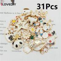 [ILOVEDIY] 6รูปแบบ31ชิ้นจี้ต่างหูอัลลอยพวงกุญแจทำมือเครื่องประดับอัญมณี