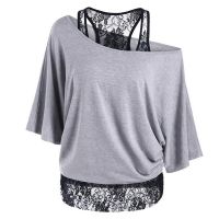 Bigsweety Spring Autumn Women Tshirt Fashion Lace Patchwork Basic T-shirts Casual Loose T Shirts Batwing Sleeve Tops Femme