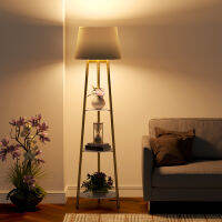 WISFOR 3 ชั้น โคมไฟตั้งพื้น Floor Lamp with Shelf การออกแบบที่เรียบง่าย ห้องนอน ห้องนั่งเล เรียบง่ายและมีสไตล์