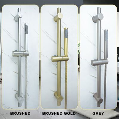 Brushed Gold Grey Stainless Steel Shower Column Slider Removable Adjustable Wall Mounted with Bracket Bracket Shower Rod  by Hs2023