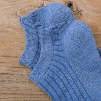 READY STOCK Mens Wild Models Solid Color Stripe Socks Casual Short Socks Comfortable 1Pair